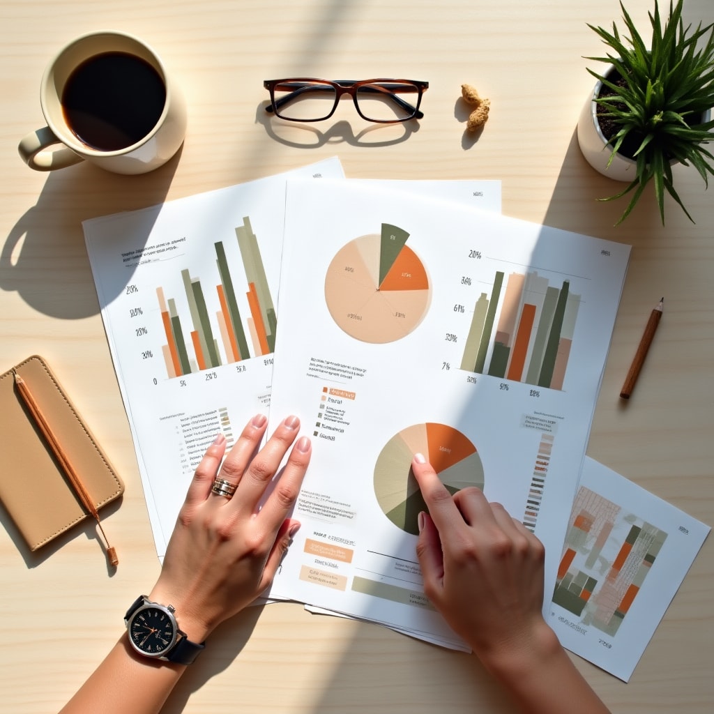 Sales data visualization with colorful charts and graphs